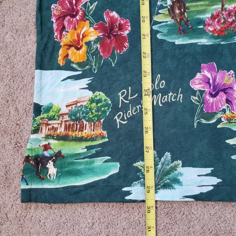 NWT Polo Ralph Lauren Floral Paradise Player Large Linen Blend Mens Polo Shirt